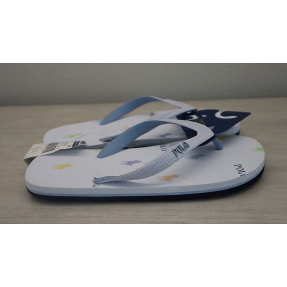 Polo Ralph Lauren Women's Sz 9 White/Allover Pony Print Flip Flops - Picture 2 of 6